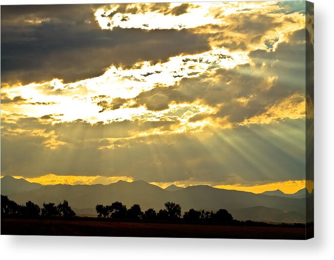 Gold Acrylic Print featuring the photograph Golden Beams Of Sunlight Shining Down by James BO Insogna
