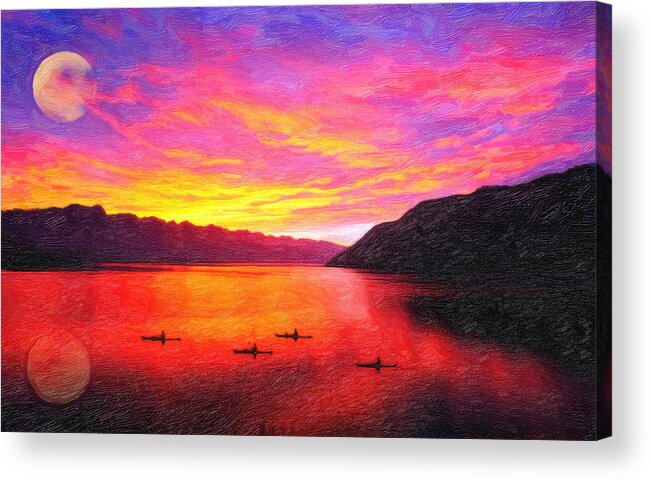 Golden Cove River Acrylic Print featuring the painting Golden Cove by MotionAge Designs