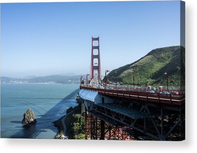 Golden Acrylic Print featuring the photograph Golden Gate Bridge by Weir Here And There