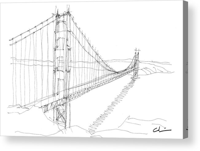 Sketch Acrylic Print featuring the drawing Golden Gate Sketch by Calvin Durham