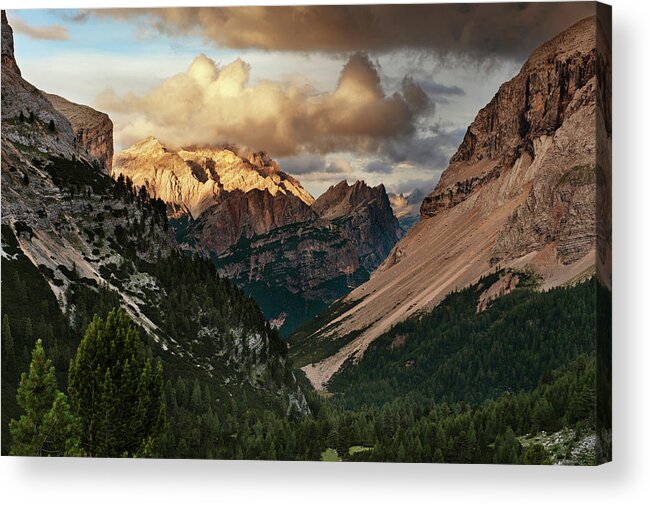 Scenics Acrylic Print featuring the photograph Golden Hour - Fanes Natural Park by Scacciamosche