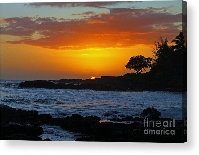 Hawaii Acrylic Print featuring the photograph Golden Kauai Sunset by Brian Governale