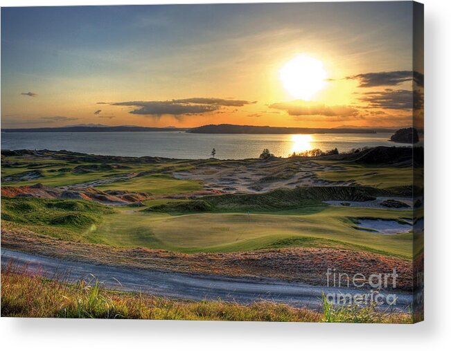 Chambers Creek Acrylic Print featuring the photograph Golden Orb - Chambers Bay Golf Course by Chris Anderson