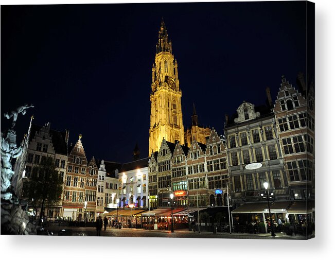 Antwerp Belgium Acrylic Print featuring the photograph Golden Tower by Richard Gehlbach