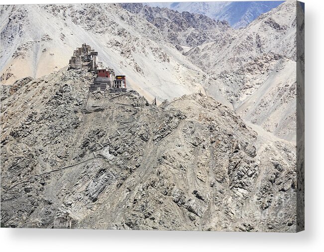 Ladakh Acrylic Print featuring the photograph Gompa and Fort in Ladakh by Robert Preston