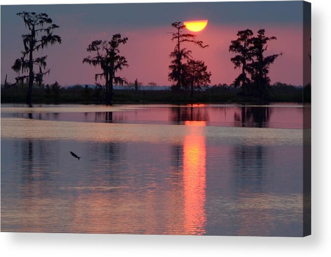 Sunset Acrylic Print featuring the photograph Gone Fishin by Charlotte Schafer