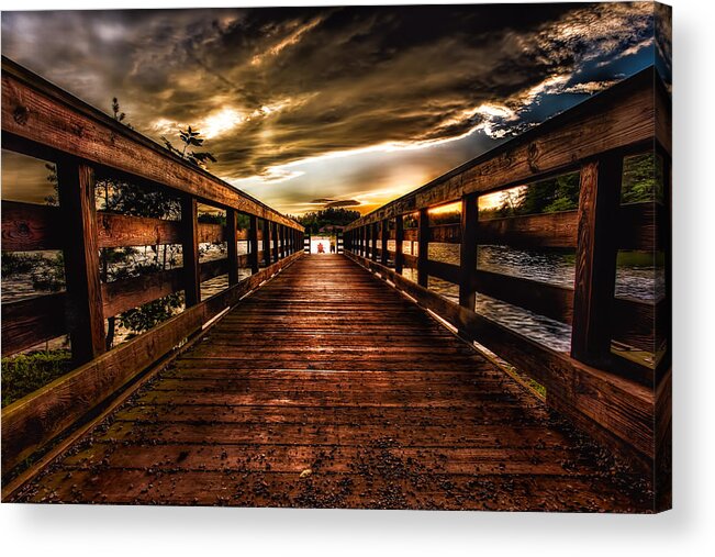 Pier Acrylic Print featuring the photograph Gone Fishing by Joshua Minso