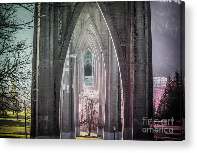 St.john's Bridge Acrylic Print featuring the photograph Gothic Arches Hands Folded in Prayer by Patricia Babbitt