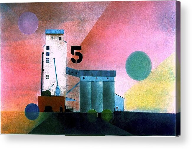 Grain Elevators Acrylic Print featuring the painting Grain Elevators by William Renzulli