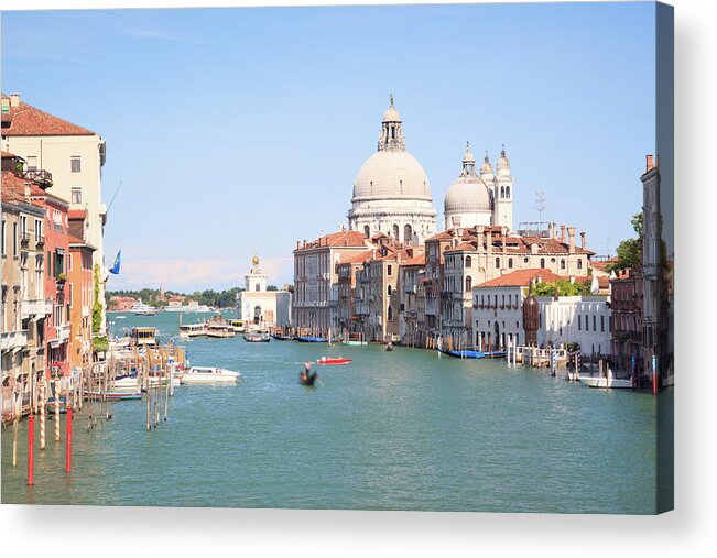 Tranquility Acrylic Print featuring the photograph Grand Canal And Salute Cathedral In by Matteo Colombo