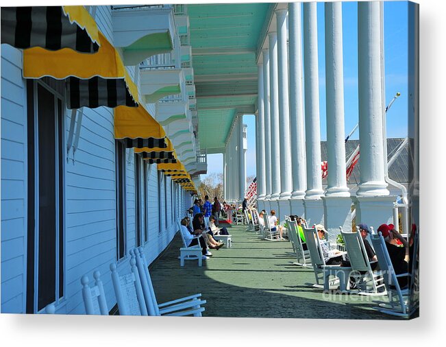 Grand Hotel Acrylic Print featuring the photograph Mackinac Island Grand Hotel Front Porch by Terri Gostola