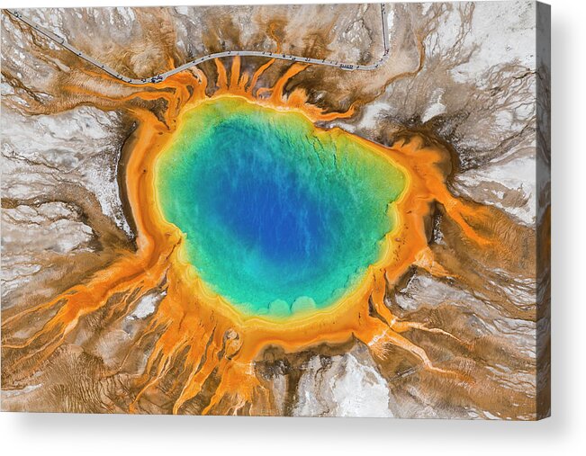 Natural Pattern Acrylic Print featuring the photograph Grand Prismatic Spring, Yellowstone by Peter Adams