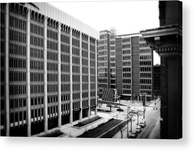 City Acrylic Print featuring the photograph Grand Rapids 11 Black and White by Scott Hovind