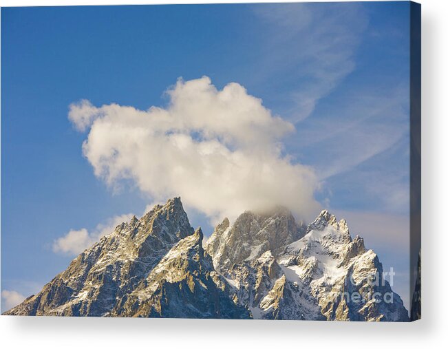 00431126 Acrylic Print featuring the photograph Grand Teton Peak And Cumulus Clouds by Yva Momatiuk and John Eastcott
