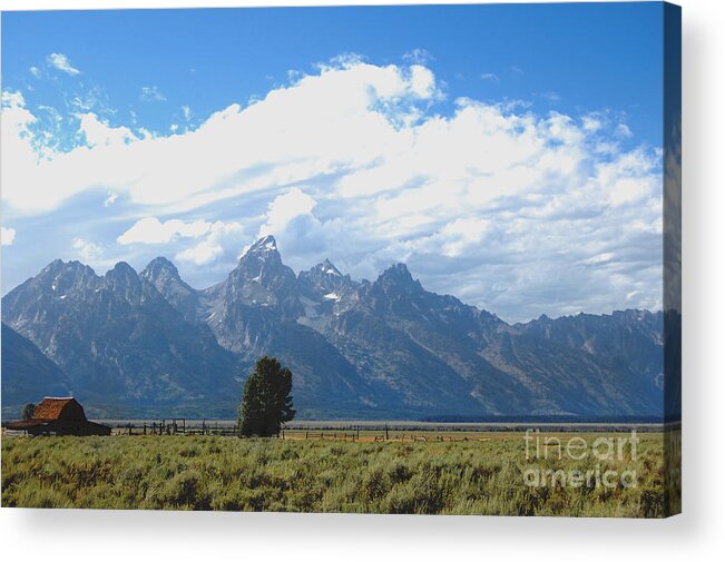 Barn Acrylic Print featuring the photograph Grand Tetons Mormon Row farmhouse by Susan Montgomery