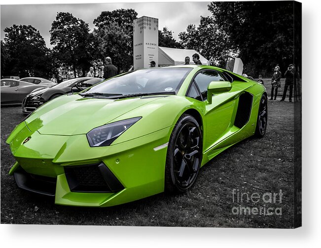 Lambo Acrylic Print featuring the photograph Green Aventador by Matt Malloy