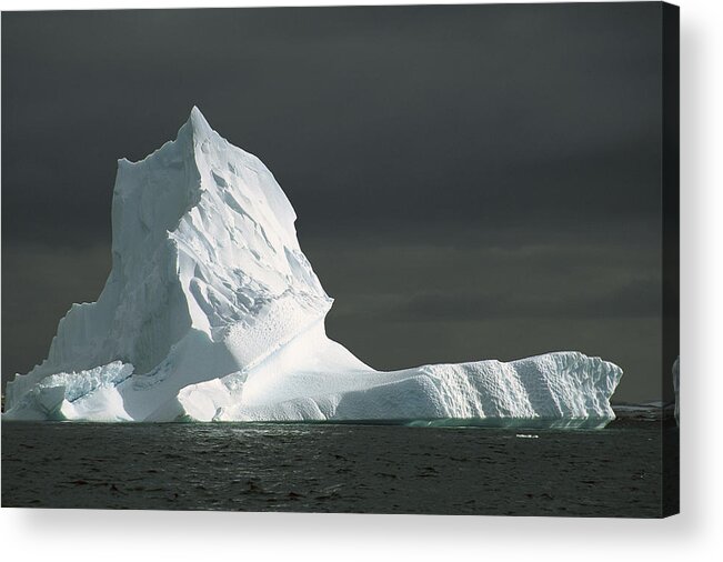 Feb0514 Acrylic Print featuring the photograph Grounded Iceberg With Storm Clouds by Colin Monteath