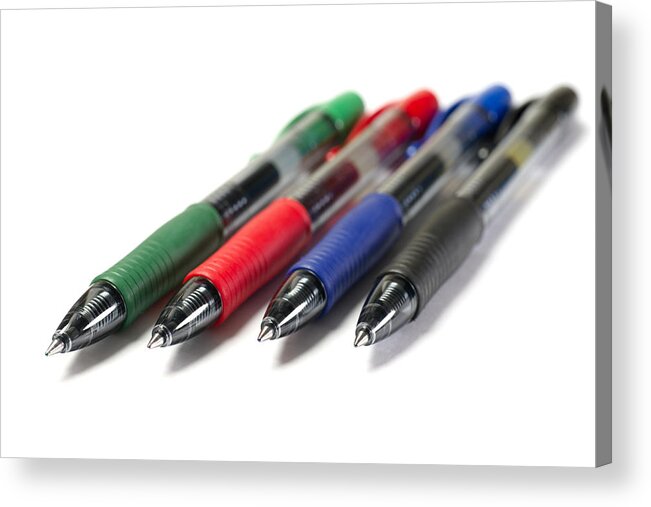 Pen Acrylic Print featuring the photograph Group of Ball Point Pens by Donald Erickson