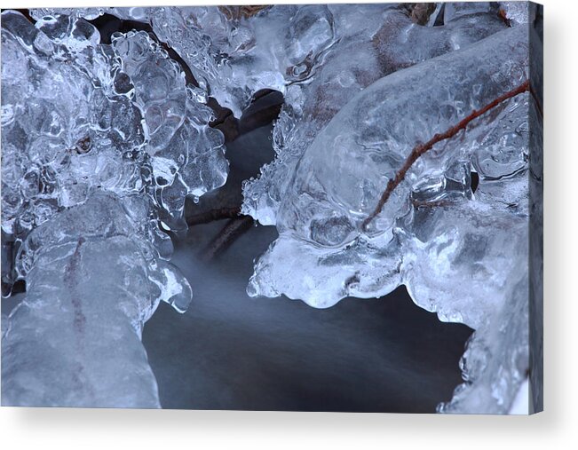 Blue Acrylic Print featuring the photograph Growing ice formation over a river by Ulrich Kunst And Bettina Scheidulin