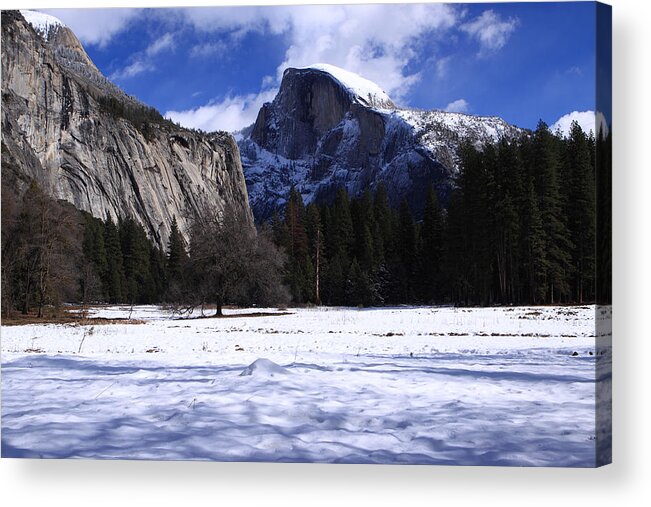 Half Dome Acrylic Print featuring the photograph Half Dome winter snow by Duncan Selby