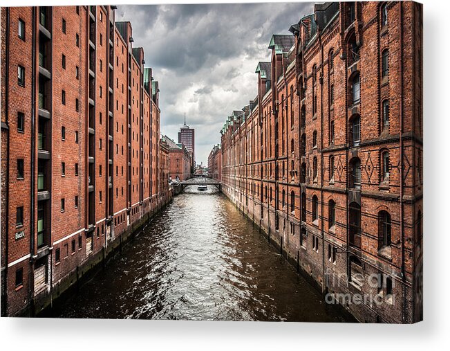 Panoramic Acrylic Print featuring the photograph Hamburg Speicherstadt by JR Photography