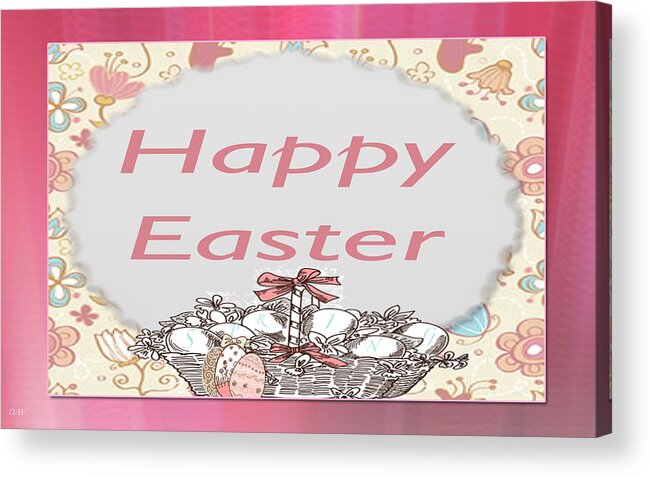 Happy Easter Basket Acrylic Print featuring the digital art Happy Easter Basket by Debra   Vatalaro