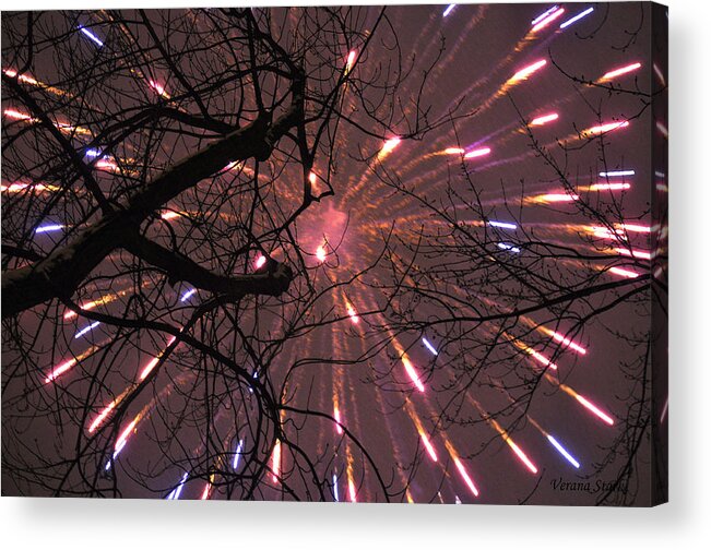 Fireworks Acrylic Print featuring the photograph Happy New Year 2014 by Verana Stark