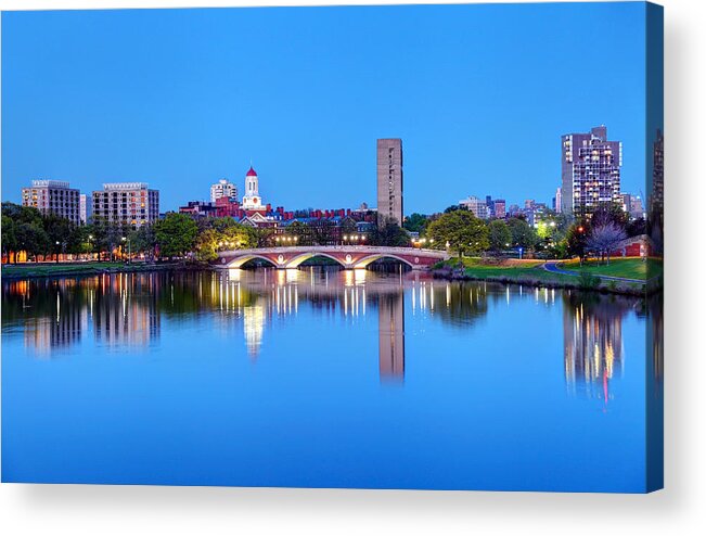 Education Acrylic Print featuring the photograph Harvard University reflecting on the Charles River by DenisTangneyJr