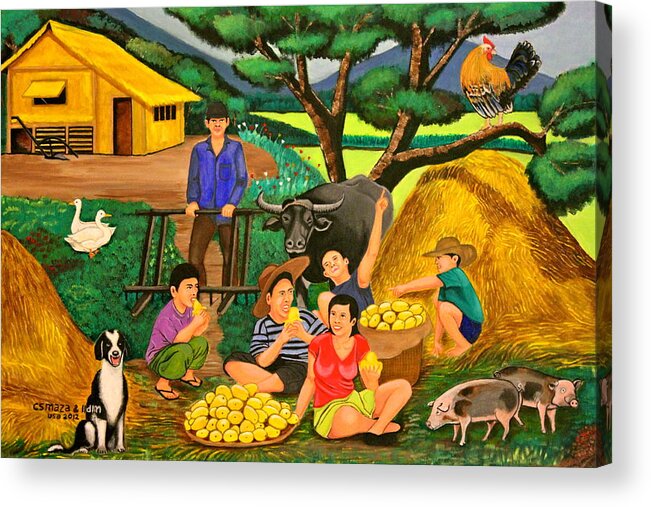 All Products Acrylic Print featuring the painting Harvest Time by Lorna Maza