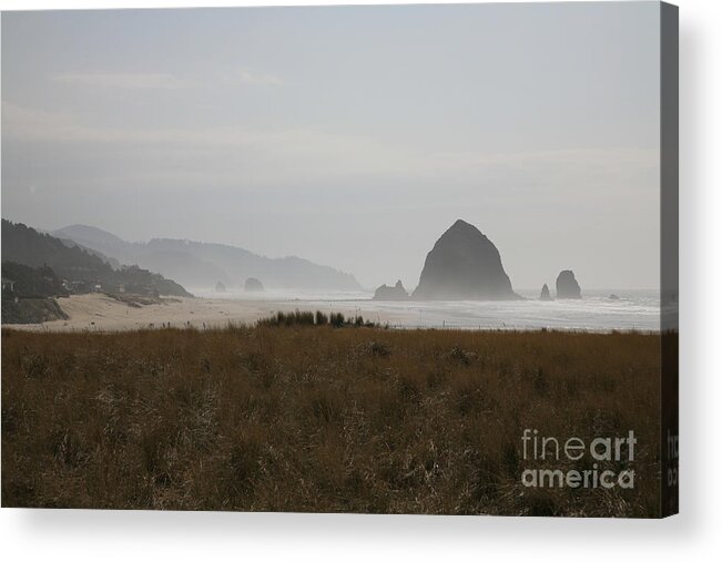 Haystack Acrylic Print featuring the photograph Haystack in Mist by Timothy Johnson