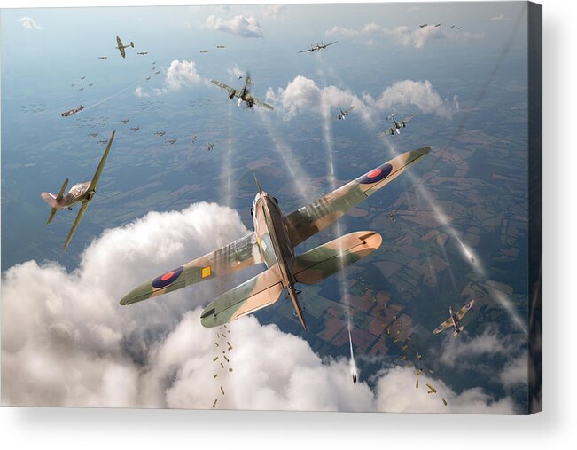 Hawker Hurricane Acrylic Print featuring the photograph Headlong attack by Gary Eason