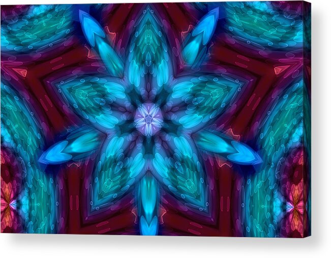 Kaleidoscopes Acrylic Print featuring the digital art Heart Flower by Peggy Collins