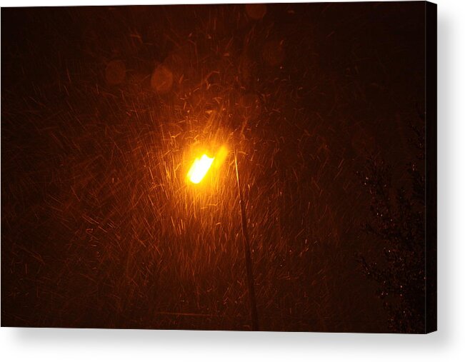 Snow Storm Acrylic Print featuring the photograph Heavy Snows by Lamplight by Jean Walker
