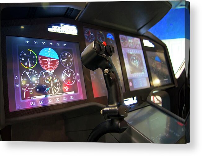 Cyclic Acrylic Print featuring the photograph Helicopter Control Stick by Mark Williamson