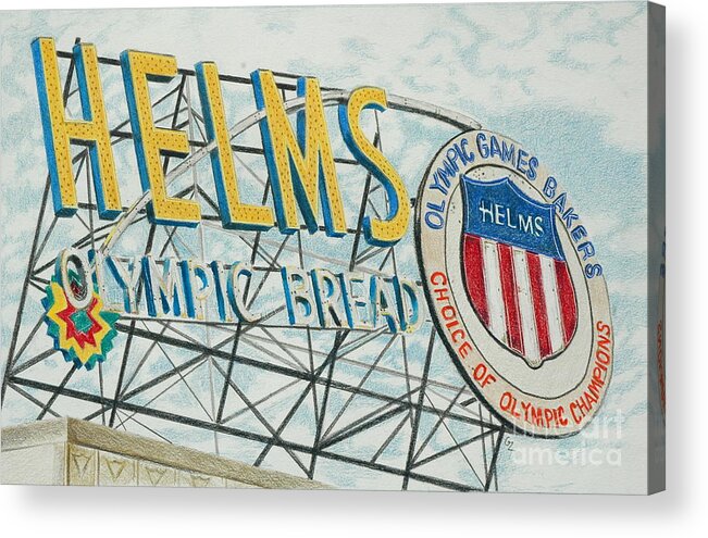 Helms Acrylic Print featuring the drawing Helms Bread by Glenda Zuckerman