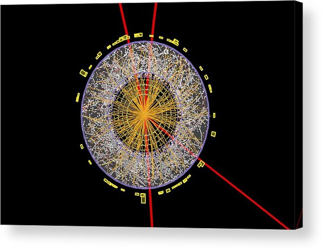 Particle Acrylic Print featuring the photograph Higgs boson event, ATLAS detector by Science Photo Library
