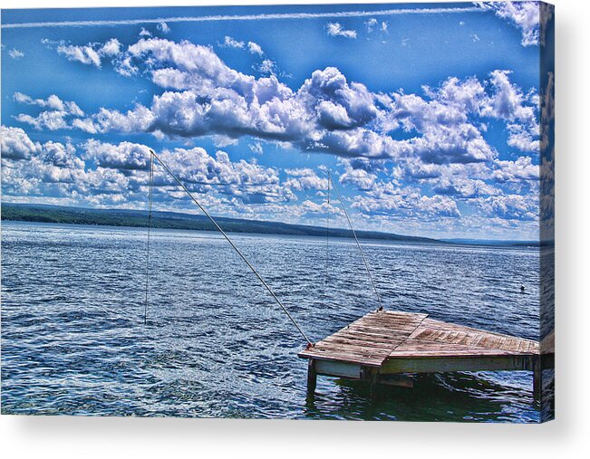 Clouds Acrylic Print featuring the photograph Hint of Fall in the Clouds, Seneca Lake, NY by Gerald Salamone