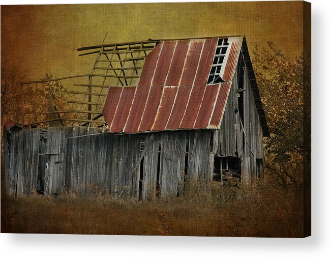 Barn Acrylic Print featuring the photograph Holdin' On by Jeff Mize