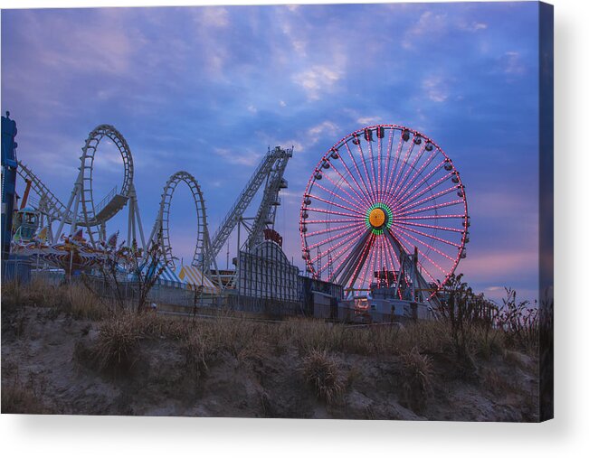 Moreys Piers Wildwood New Jersey Acrylic Print featuring the photograph Holiday Ferris Wheel by Tom Singleton