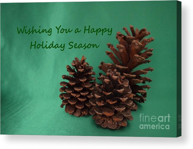 Pine Cones Acrylic Print featuring the photograph Holiday Pine Cones by Mary Deal