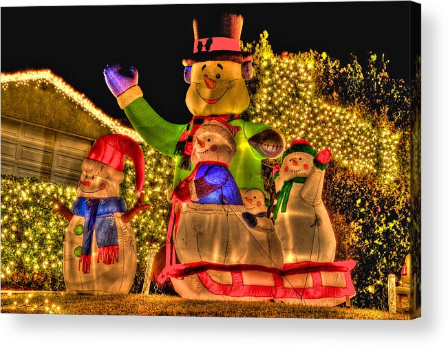 Christmas Decorations Acrylic Print featuring the photograph Holiday Snowmen 3 by Richard J Cassato