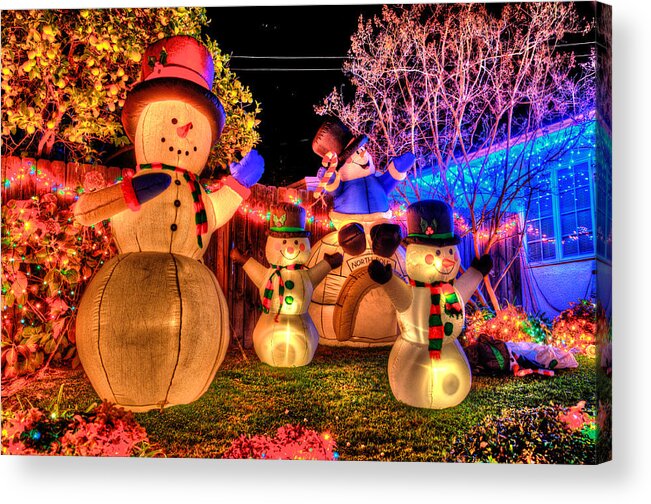 Christmas Decorations Acrylic Print featuring the photograph Holiday Snowmen by Richard J Cassato