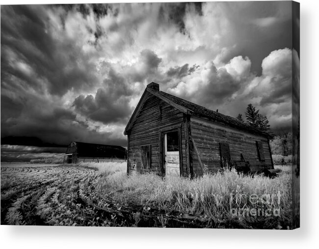 Prairie Acrylic Print featuring the photograph Homestead under stormy sky by Dan Jurak
