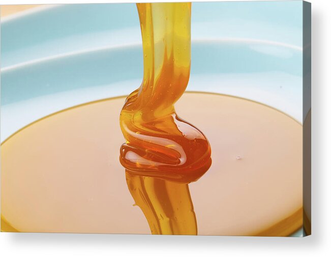 Nobody Acrylic Print featuring the photograph Honey Falling On Plate by Wladimir Bulgar