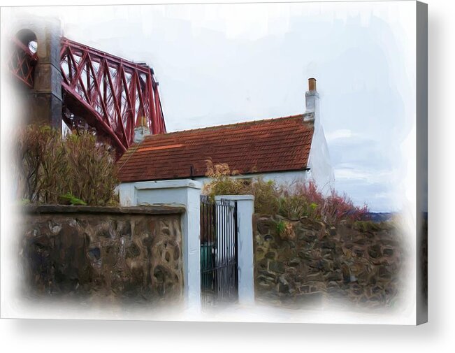 House At The Bridge Acrylic Print featuring the photograph House at the bridge by Elena Perelman
