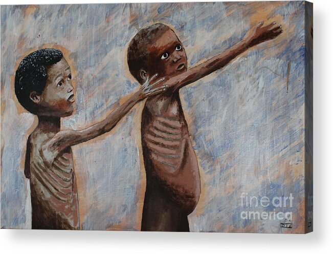Africa Acrylic Print featuring the painting Hunger by David I Jackson