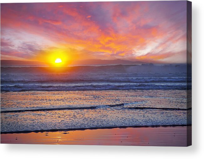 Sunset Acrylic Print featuring the photograph Huntington Beach Drama by Kelley King