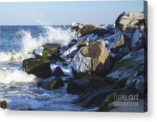 Ocean Acrylic Print featuring the photograph Ice and Snow at Herring Point by Robert Pilkington