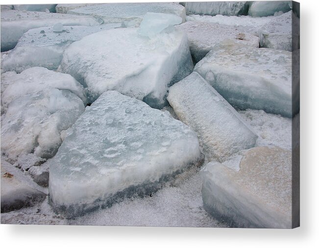 Ice Acrylic Print featuring the photograph Ice Boulders on the Shore by Leda Robertson