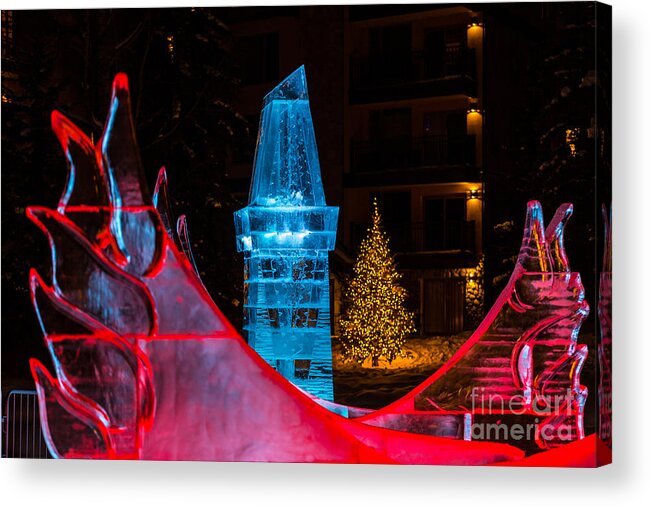 2015 Acrylic Print featuring the photograph Ice Tower and Xmas Tree by Franz Zarda
